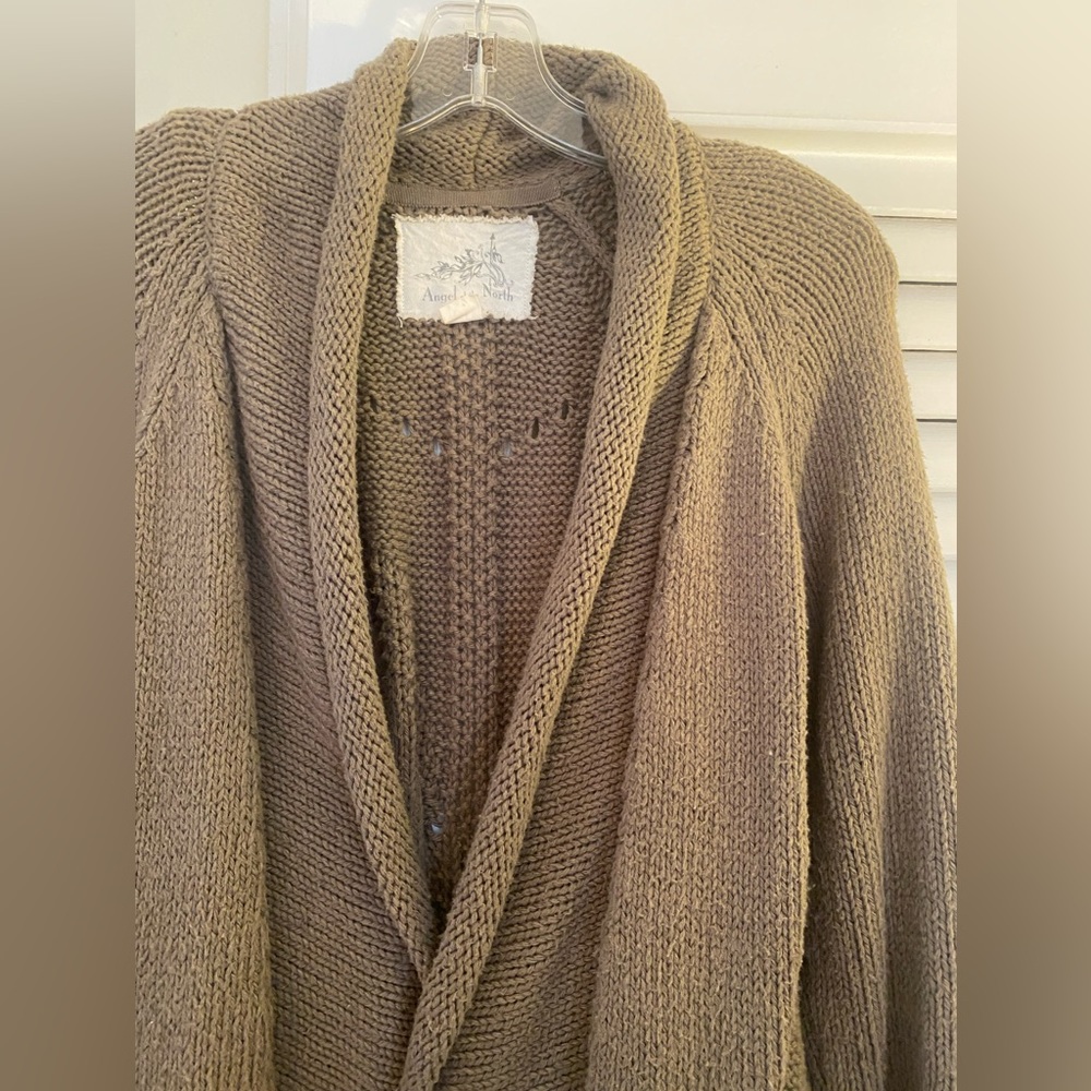 Angel of the North/Anthropologie Olive Green Long Cardigan Sweater, Size L